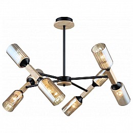 Люстра на штанге Imex MD.5495 MD.5495-8-S-BK+WOOD