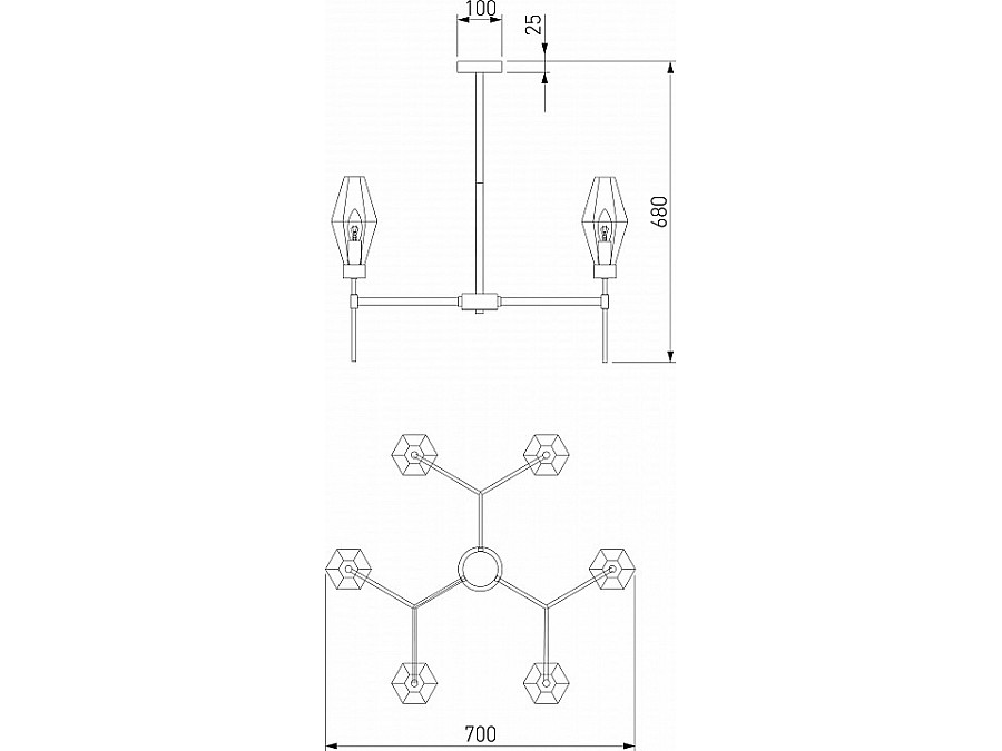Люстра на штанге Eurosvet Prism 60143/6 латунь