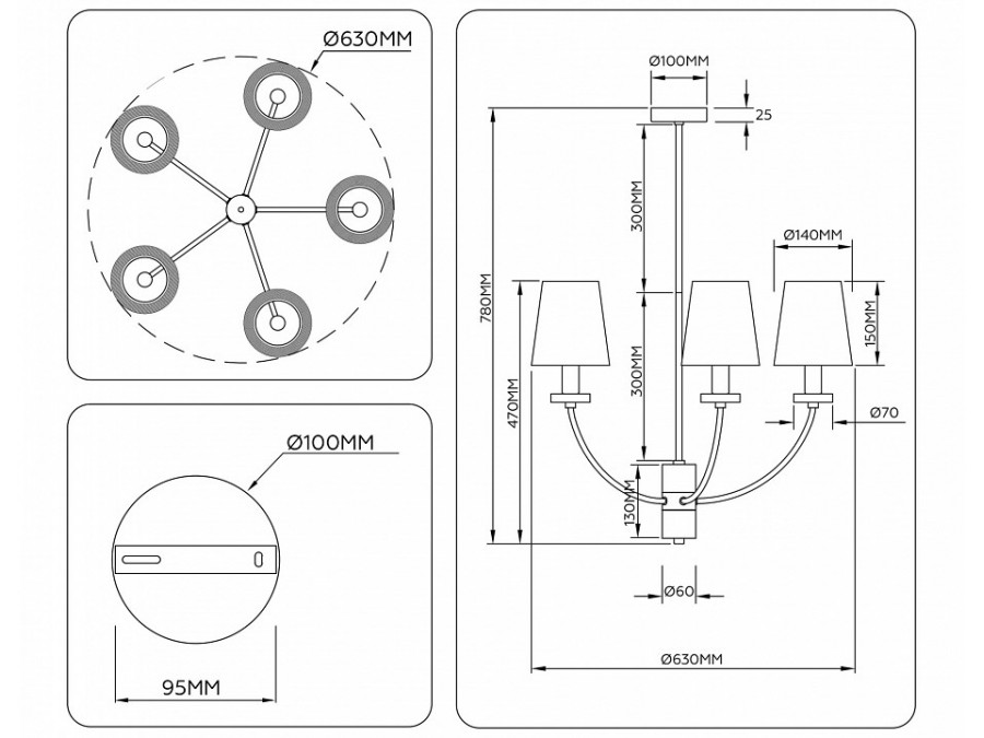 Люстра на штанге Ambrella Light LH LH75351