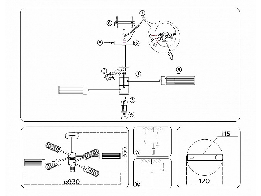 Люстра на штанге Ambrella Light HIGH LIGHT LH55162