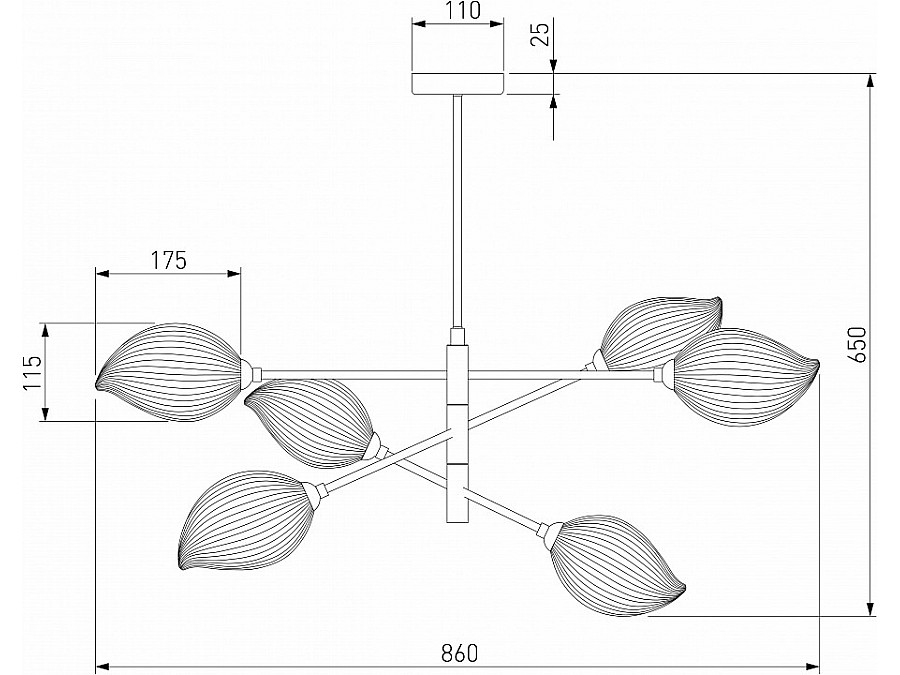 Люстра на штанге Eurosvet Sinki 30189/6 черный