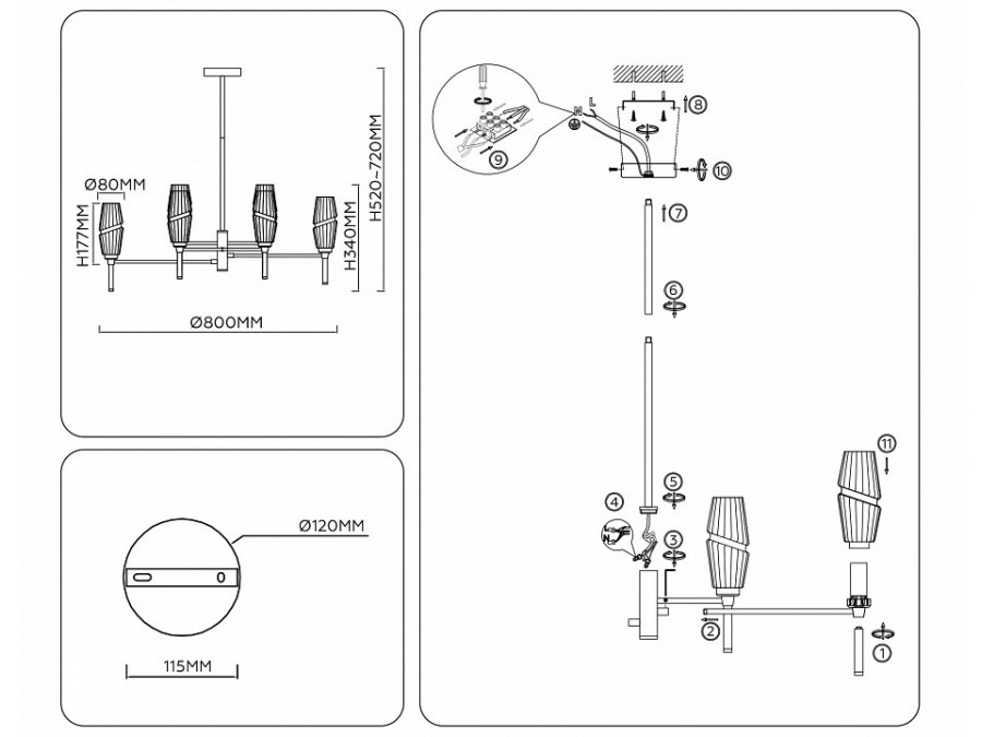 Люстра на штанге Ambrella Light LH LH55202