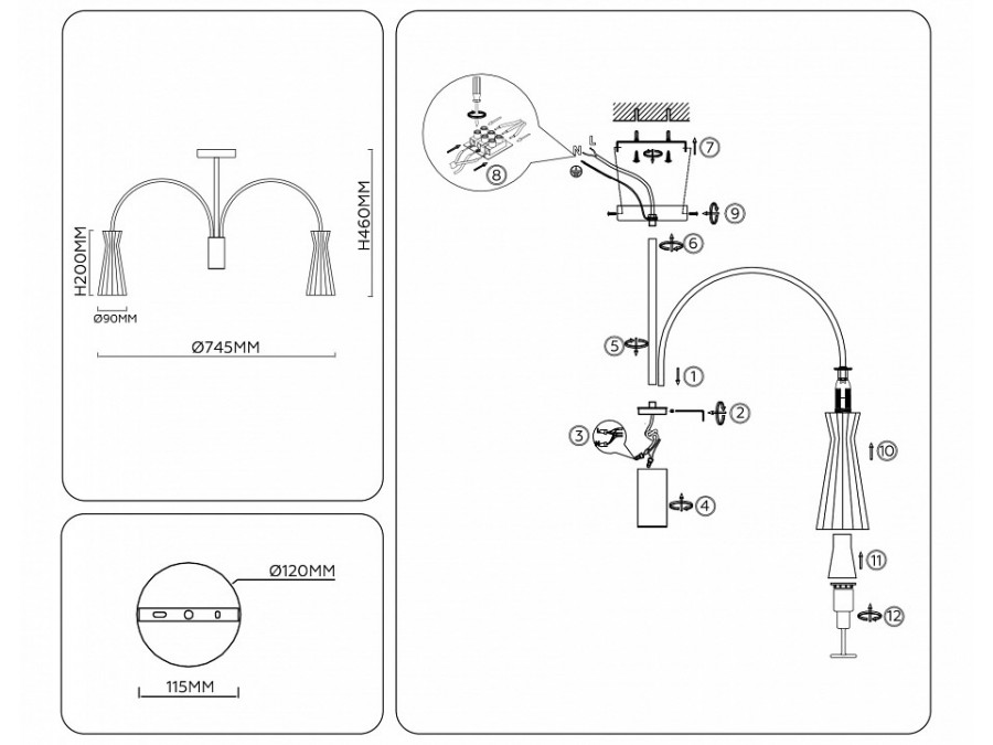 Люстра на штанге Ambrella Light LH LH55653