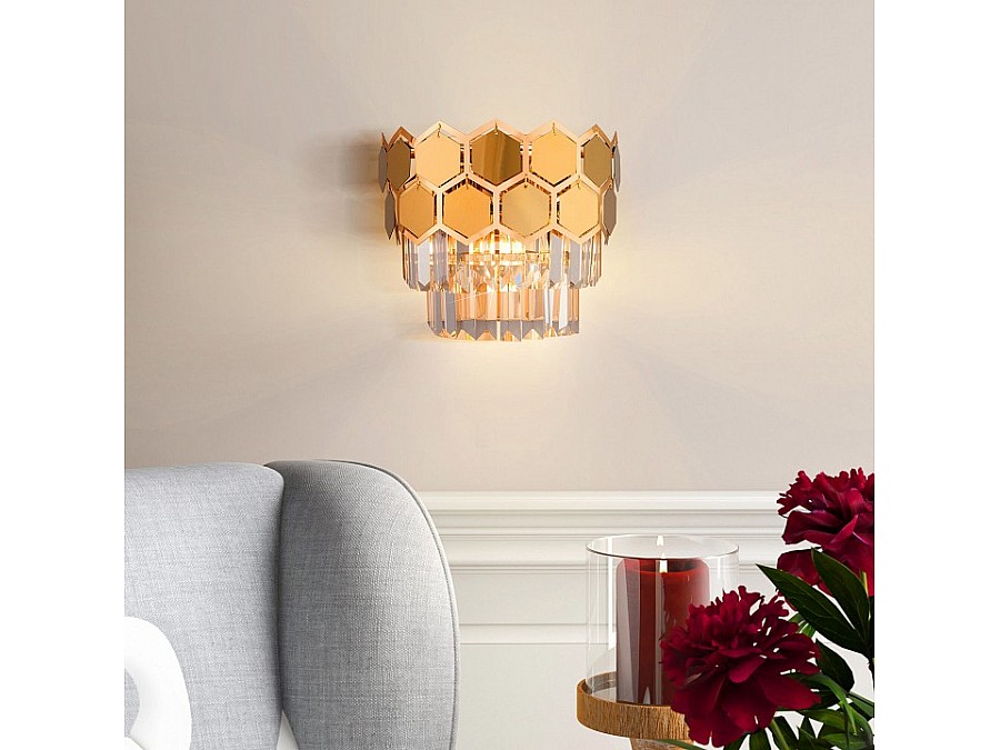 Накладной светильник Eurosvet Ariana 10124/2 золото/прозрачный хрусталь Strotskis (10113/2)