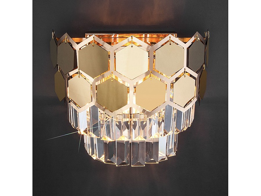 Накладной светильник Eurosvet Ariana 10124/2 золото/прозрачный хрусталь Strotskis (10113/2)