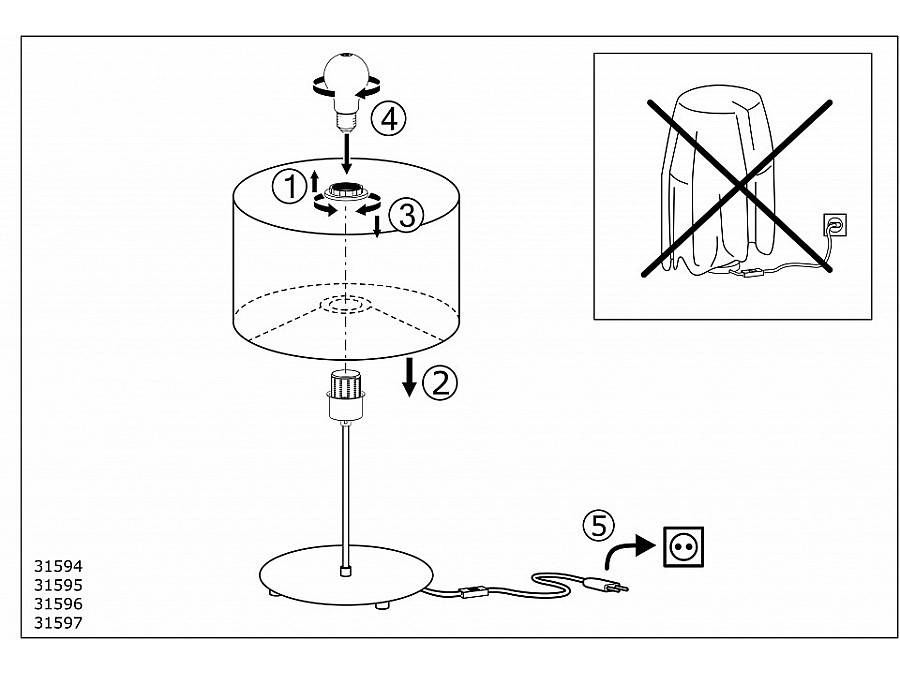 Настольная лампа декоративная Eglo Pasteri 31596