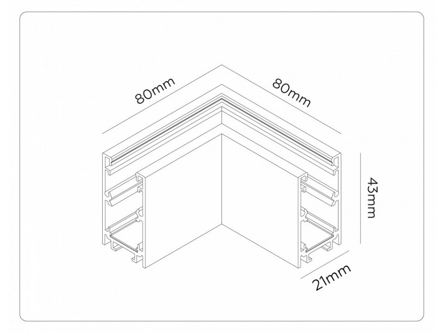 Соединитель угловой внутренний для треков накладных Ambrella Light TRACK SYSTEM GL1961