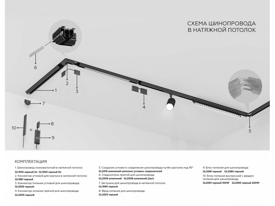 Трек встраиваемый Ambrella Light TRACK SYSTEM GL1945