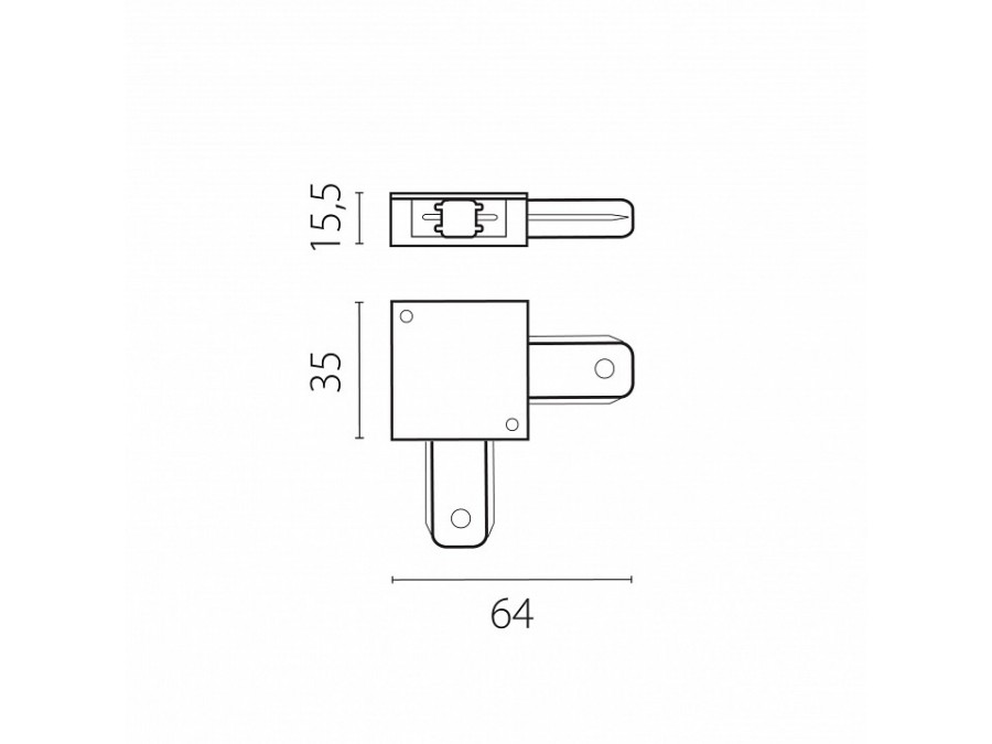 Соединитель угловой L-образный для треков накладных Lightstar Barra 502127-P