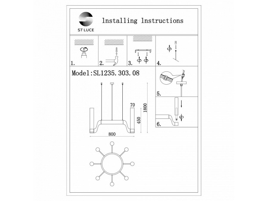 Подвесная люстра ST-Luce Ettore SL1235.303.08