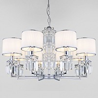 Подвесная люстра Eurosvet Zaffiro 10099/8 хром/прозрачный хрусталь Strotskis (новый абажур)