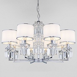 Подвесная люстра Eurosvet Zaffiro 10099/8 хром/прозрачный хрусталь Strotskis (новый абажур)