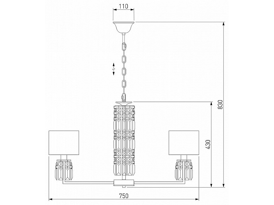 Подвесная люстра Eurosvet Zaffiro 10099/8 хром/прозрачный хрусталь Strotskis (новый абажур)