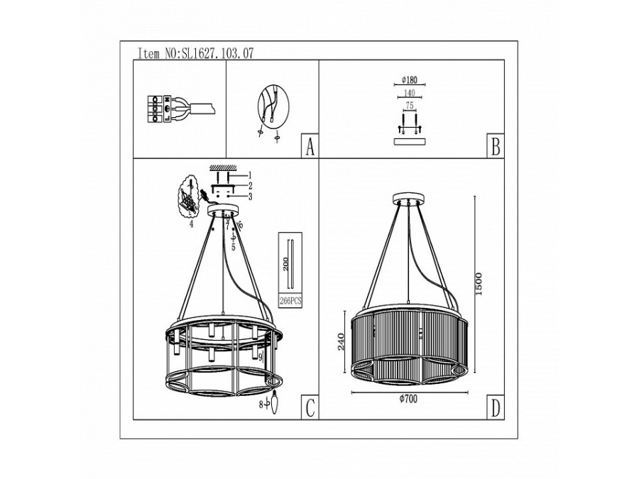 Подвесная люстра ST-Luce Velletri SL1627.103.07