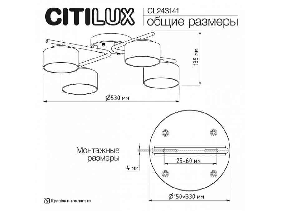 Потолочная люстра Citilux ESPACE CL243141