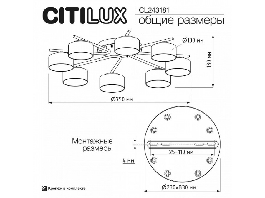 Потолочная люстра Citilux ESPACE CL243181