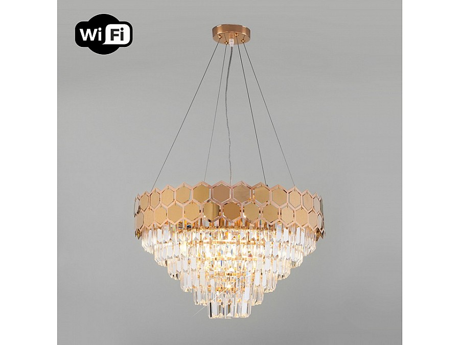 Подвесной светильник Eurosvet Ariana 10124/8 золото/прозрачный хрусталь Strotskis Smart