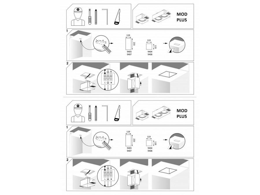 Встраиваемый светильник Nowodvorski Mod Plus 9404