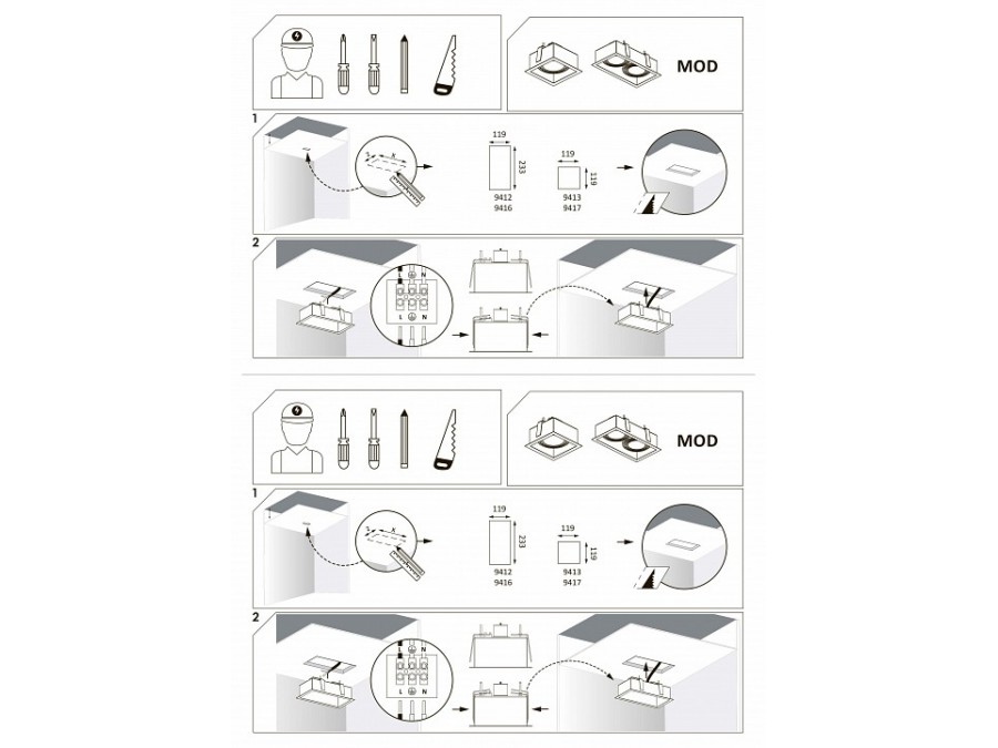 Встраиваемый светильник Nowodvorski Mod 9416
