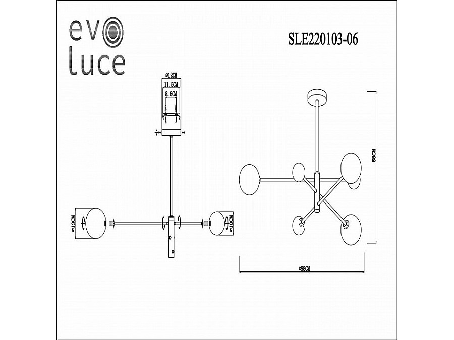Люстра на штанге EVOLUCE Arcola SLE220103-06