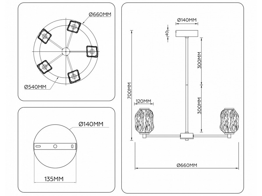 Люстра на штанге Ambrella Light LH LH30104