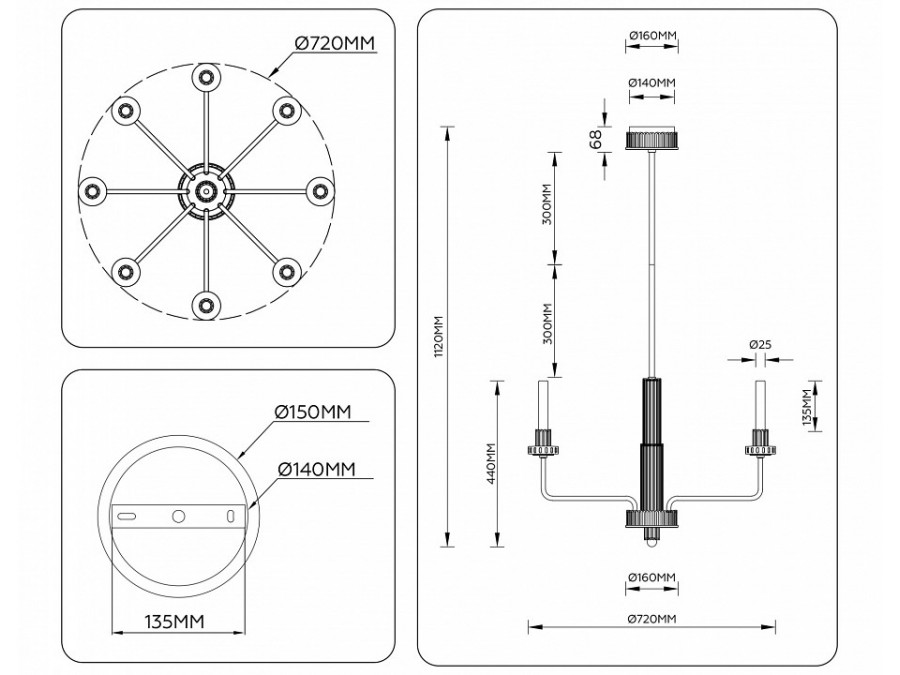 Люстра на штанге Ambrella Light LH LH53126