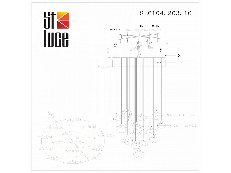 Подвесная люстра ST-Luce Montecelio SL6104.203.16