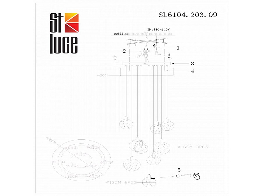 Подвесная люстра ST-Luce Montecelio SL6104.203.09