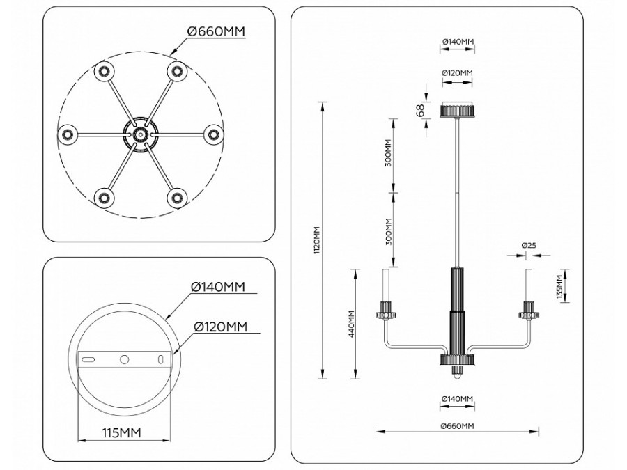 Люстра на штанге Ambrella Light LH LH53124