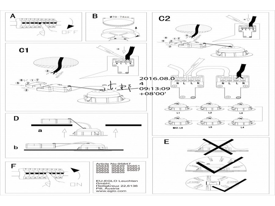 Набор встраиваемых светильников Eglo Pineda 95852