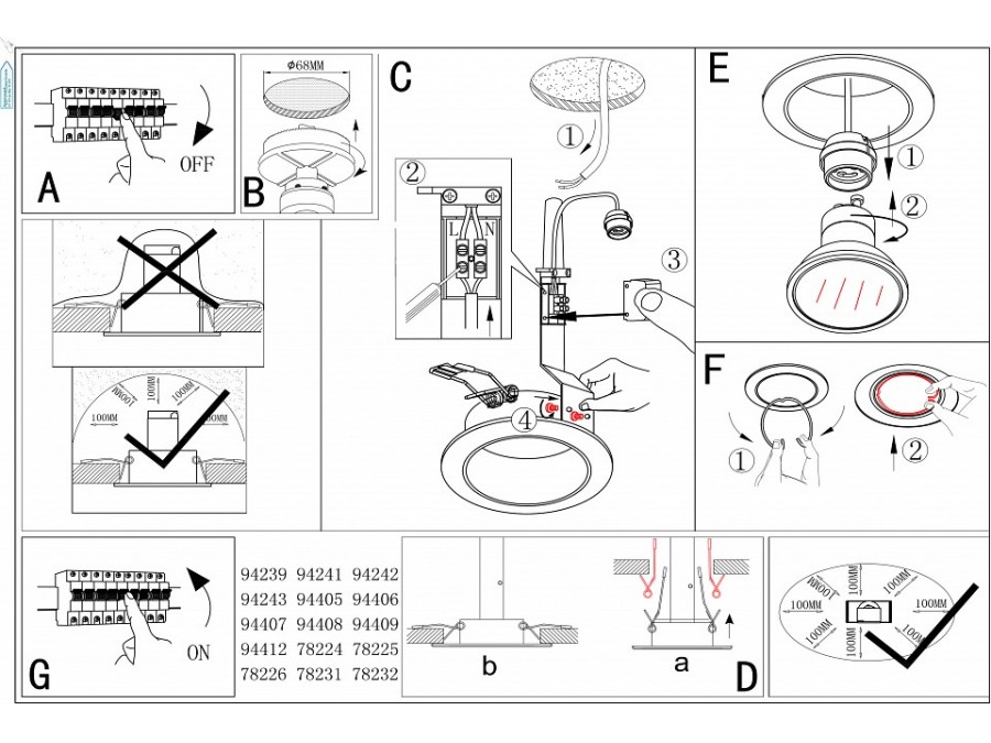 Встраиваемый светильник Eglo Peneto 94407