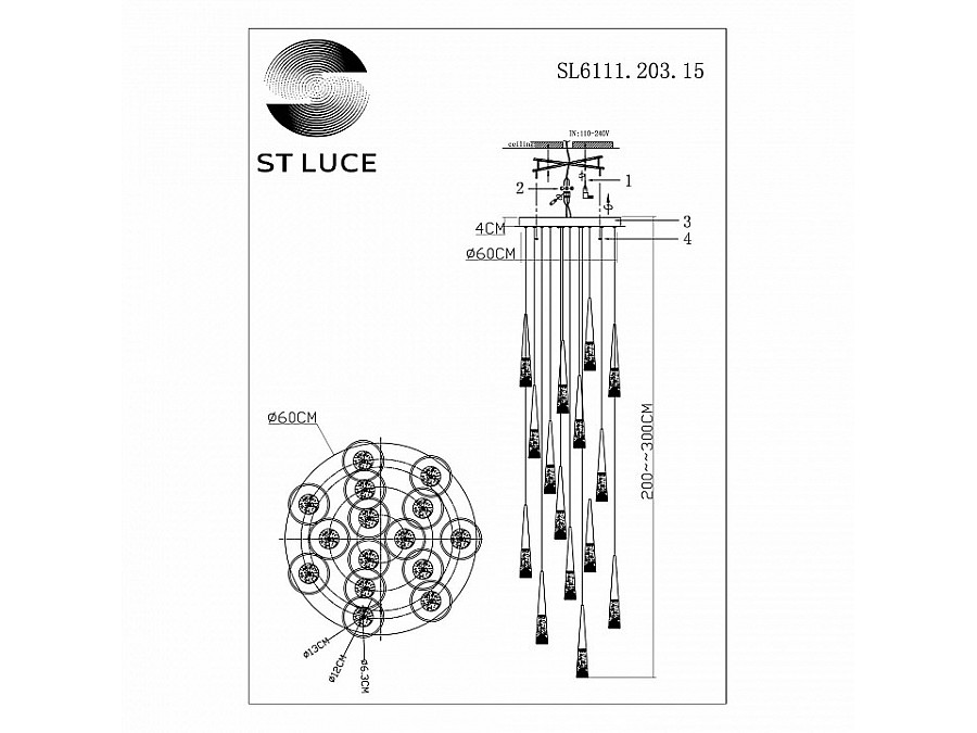 Подвесной светильник ST-Luce Sollen SL6111.203.15