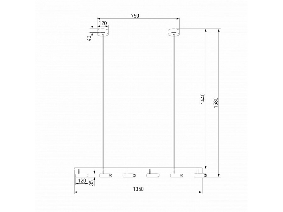 Светильник на штанге Eurosvet Epiphania 20252/6 LED черный/латунь