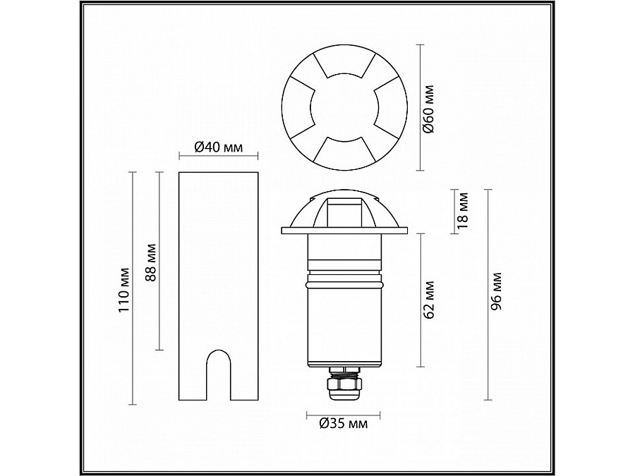 Встраиваемый в дорогу светильник Odeon Light Wald 6662/3GL
