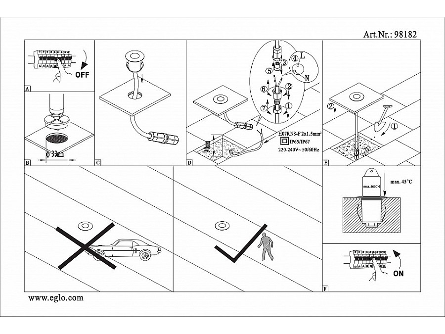 Встраиваемый в дорогу светильник Eglo Tronto 98182