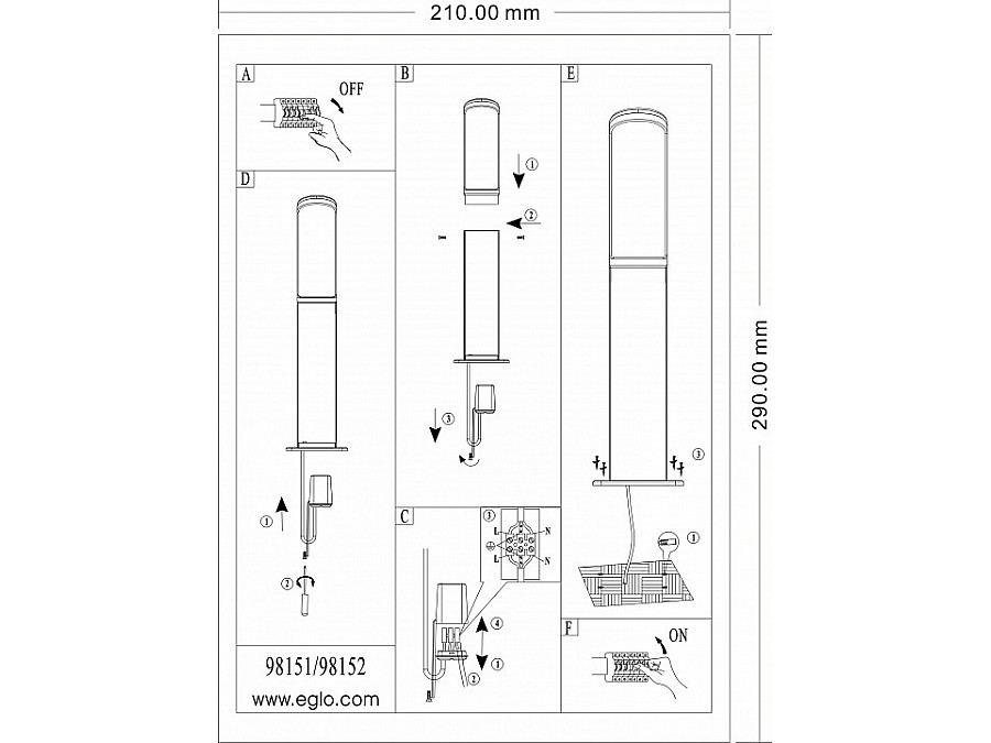 Наземный низкий светильник Eglo Fumicino 98151