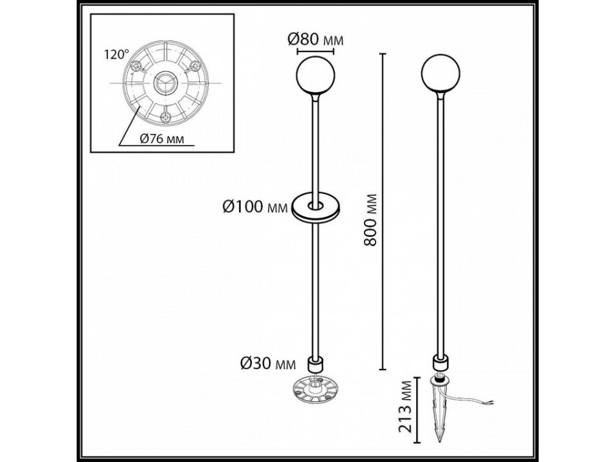 Наземный низкий светильник Odeon Light NATURE 7120/3GLA