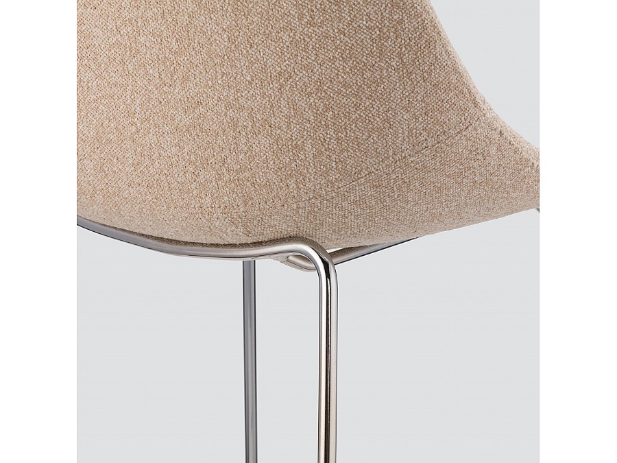 Барный стул Vid Soft 75 см, бежевое букле, ножки хром