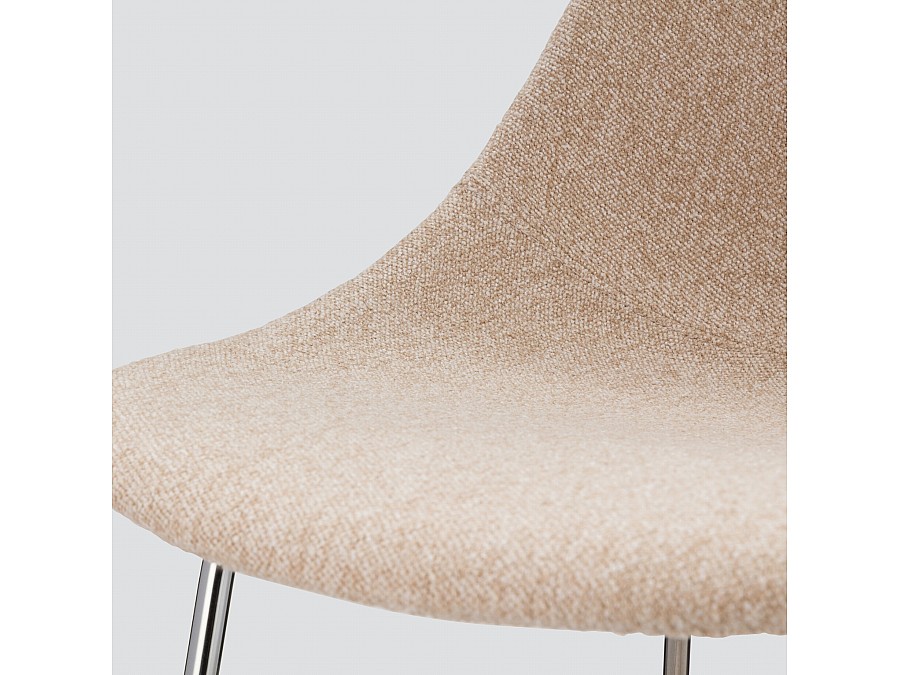 Барный стул Vid Soft 75 см, бежевое букле, ножки хром