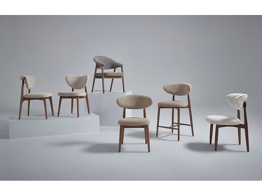 Стул Holmes 5, серый, ножки орех