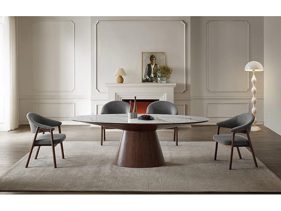 Стул Holmes 5, серый, ножки орех